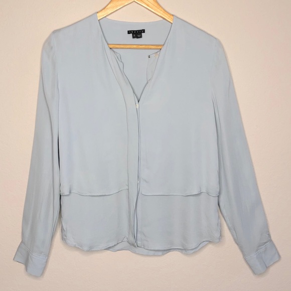 Theory Blue Gentalla Double Georgette Blouse - Picture 4 of 6